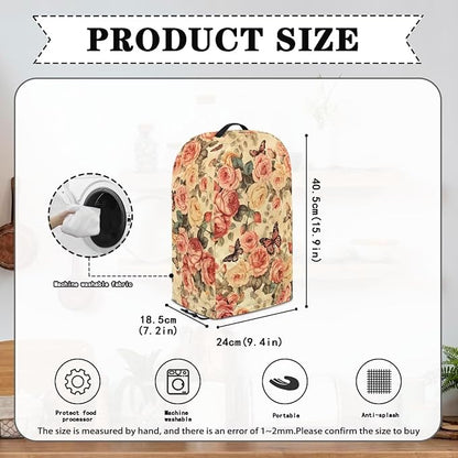 Vintage Roses Butterfly Blender Dust Cover Stand Mixer or Coffee Maker Appliance Covers, Anti Fingerprint Polyester Dust Proof Stain Resistant Blender Cover for Home Kitchen