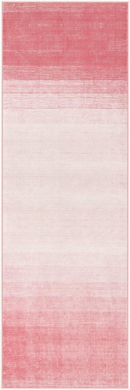 Wonnitar Washable Pink Rug Runners 2x6, Modern Ombre Bathroom Runner Rug, Contemporary Non-Slip Hallway Runner, Gradient Bedroom Girls Carpet Runner for Laundry Room Bath (Pink, 2'x6')