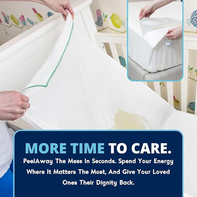 Peelaways Waterproof Disposable Bed Sheets – As Seen On Shark Tank | 3-Layer Absorbent Wellness Sheets for Elderly, Homecare, Hospital Use and Travel