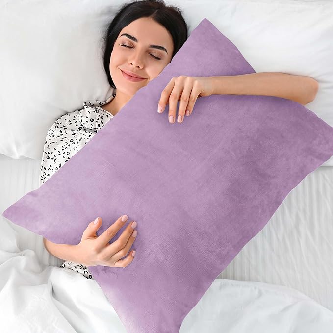 BEDELITE Flannel Pillow Cases Queen Size Set of 2, Super Soft Fleece Pillowcases with Zipper for Bedroom, Sofa, Couch,Luxury Cozy Velvet Pillow Shams for All Seasons(20x30 Inches,Lavender)