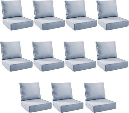 Outdoor Cushion Set for Furniture Patio Furniture, UV Resistant, Water Resistant - 6 Inch Thick Foam Garden Cushions – 22x24 Inch Patio Seat Covers for Chair/Sofa/Couch | Baby Blue | 11-Pack |