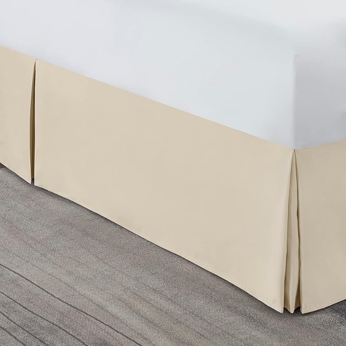 Nestl Cream Bed Skirt Cal King Size - Cal King Bed Skirt 14 Inch Drop - Brushed Microfiber Bed Skirts - Hotel Quality Pleated Bed Skirt - Shrinkage & Fade Resistant