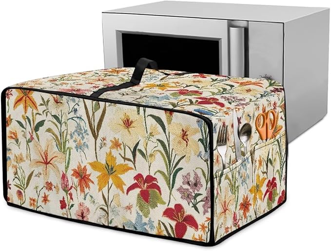Toaster Oven Cover with Pockets, Washable Smart Oven Dust Cover Protective Kitchen Appliances Decor and Accessories, S, 14.5" x 18.5" x 9", Floral Pattern
