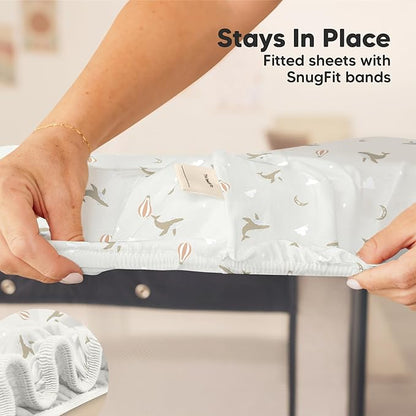 2-Pack Mini Crib Sheets Fitted - 38x26 Pack N Play Sheets for Pack and Play Mattress, Organic Cotton, Soft & Breathable Playard Bedding, Neutral Mini Toddler Bed Cover for Boys, Girls (Marine Muse)