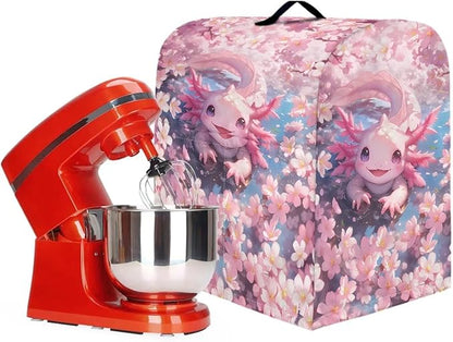 Axolotl Cherry Blossom Stand Mixer Covers Pink Kitchen Decoration Kitchen Aid Mixer Cover Dust Cover with Pockets and Handle Kitchen Accessories Mixer Covers