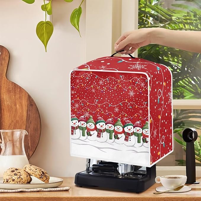 Christmas Snowflake Coffee Maker Cover Dust Protection with Top Handle Washable Portable Replacement