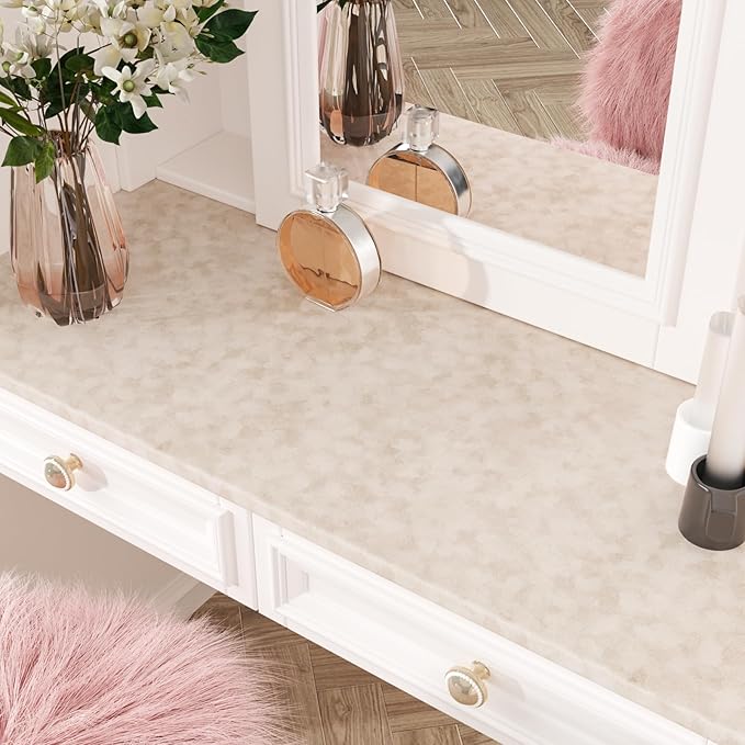 Beige Felt Drawer Liner Self Adhesive Velvet Flocking Liner Roll for Jewelry Drawer Dresser 15.7"x118" Soft Velvet Wallpaper Peel and Stick Beige Felt Fabric Sheets for Box Lining DIY Crafts