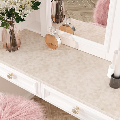 Beige Felt Drawer Liner Self Adhesive Velvet Flocking Liner Roll for Jewelry Drawer Dresser 15.7"x118" Soft Velvet Wallpaper Peel and Stick Beige Felt Fabric Sheets for Box Lining DIY Crafts