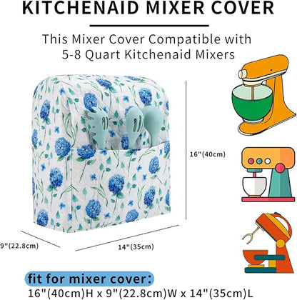 Stand Mixer Cover,Hydrangea Kitchen Mixer Cover Compatible With 5-8 Qt Kitchenaid Hamilton Mixers,Spring Summer Kitchen Decor,Kitchen Aid Mixer Covers,Pioneer Woman Kitchen Aid Mixer Assecories