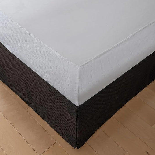 Full Bed Skirt, Wrap Around Bed Skirt with Pleated Corner, 14 Inch Drop Pleated Waffle Weave Bedskirts, Anti-Slip, Microfiber, Black, 14'' Full