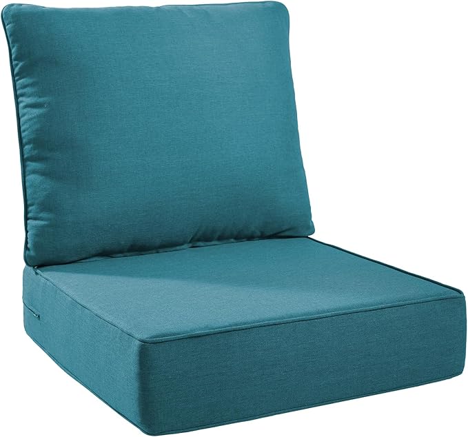 Outdoor Seat Cushion Set-24 x 24 x 6 Inch Outdoor Chair Cushions with Water Resistant & Removable Cover Outdoor Cushions for Patio Furniture Chair Sofa Couch-Peacock Blue