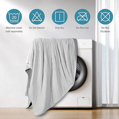 EASELAND Cooling Comforter King, Cold Touch Fabric Absorbs Body Heat, Double-Sided Cool Design Soft Fluffy Cooling Blanket for Night Sweats Hot Sleeper (Grey, King(108"x90"))