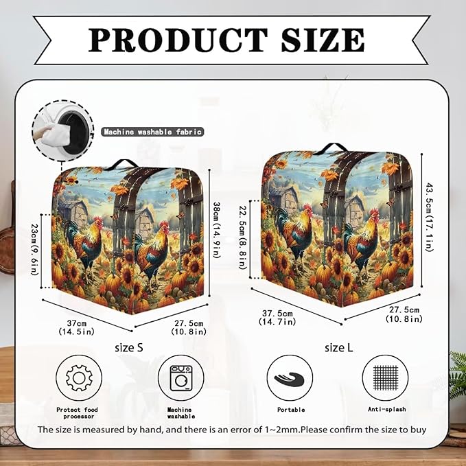 Stand Mixer Cover Rooster Sunflower Stand Mixer Dust Cover Kitchen Counter Food Processor Covers Dust Protection Stand Coffee Maker Home Kitchen Appliance Decor