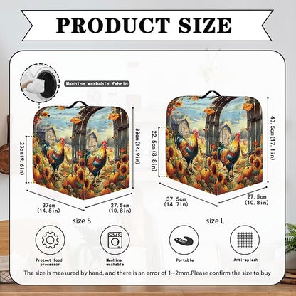Stand Mixer Cover Rooster Sunflower Stand Mixer Dust Cover Kitchen Counter Food Processor Covers Dust Protection Stand Coffee Maker Home Kitchen Appliance Decor