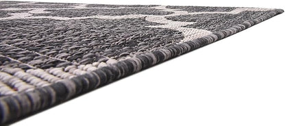 Unique Loom Outdoor Trellis Collection Area Rug (9' x 12' Rectangle, Black/ Ivory)