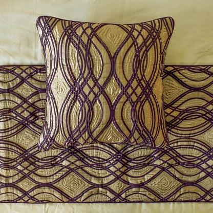The HomeCentric King/Queen/Twin Plum Designer Full 68"x18" Bed Runner Without Pillow Cover, Quilted Bed Scarf on Jacquard Fabric - Plum Swirls