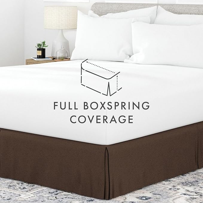 Linen Market Bed Skirt - Ultra Soft Microfiber - Easy Fit with 14 Inch Tailored Drop - Hotel Quality, Shrinkage & Fade Resistant - Bed Cover - King Bed Set - Bedroom Décor - (King, Chocolate)