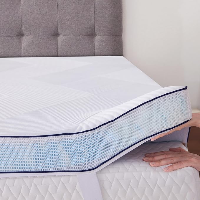 2 Inch Memory Foam Mattress Topper King Size with Removable Soft Cover Ventilated Breathable Cooling Mattress Pad Portable Bed Topper for Back Pain and Pressure Relief, CertiPUR-US Certified