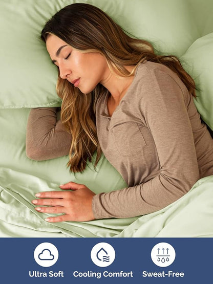 Extra Deep Pocket King Sheets - 4 Piece Breathable & Cooling Bed Sheets - Hotel Luxury Bed Sheet Set - Soft, Wrinkle Free & Comfy - Easily Fits Extra Deep Mattresses - Light Sage Green Sheets Set
