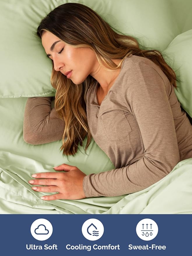 Extra Deep Pocket Queen Sheet Set - 4 Piece Breathable & Cooling Bed Sheets - Hotel Luxury Sheet Set - Soft, Wrinkle Free and Comfy - Fits Extra Deep Mattresses - Deep Pocket Light Sage Green Sheets