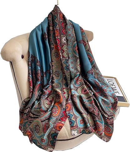Fashion Scarves Scarf 100% Silk Feeling Scarf Silk Like Scarves Long Lightweight Sunscreen Shawls for Women