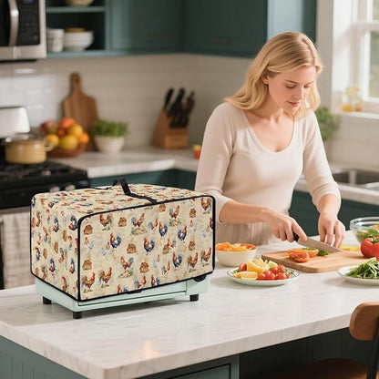 Rooster Chicken Chick Print Waterproof Toaster Oven Cover Heavy Duty Microwave Oven Dust Cover Dust-Proof Universal Kitchen Machine Covers Suitable for Most Microwave Ovens, S