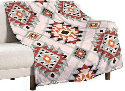 Southwest Style Blanket, Boho Geometric Print Throw Blanket Tribal Aztec Blanket for Couch Bed Sofa Cover Throw Home DéCor 30"x40"
