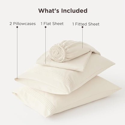 Bedsure Deep Pocket King Sheet Set - Fits Mattresses Up to 21 Inches Thick - 4 Piece GentleSoft Bed Sheets, Moisture Wicking, Soft & Cooling Bedsheet & Pillowcases, Easy & Secure Fit, Ivory