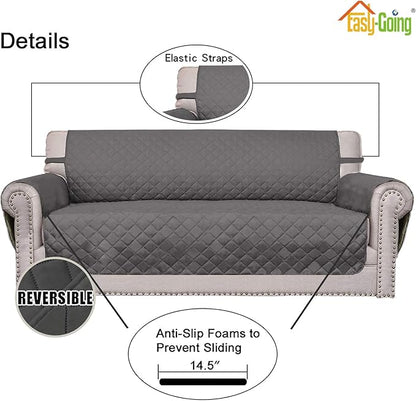 Easy-Going Chair Sofa Slipcover Reversible Sofa Cover Water Resistant Couch Cover Furniture Protector Cover with Elastic Straps for Pets Kids Children Dog Cat (Chair, Gray/Gray)