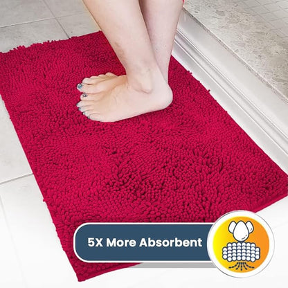 Muddy Mat® Original Dog Door Mat for Muddy Paws, Super Absorbent Microfiber, Non-Slip Washable Pet Rug, Quick Dry Chenille Entryway Carpet, Machine Washable Indoor Outdoor mat, Maroon 24"x60"