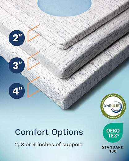 ViscoSoft 3 Inch Memory Foam Mattress Topper Queen - Select High Density Ventilated Mattress Pad - Premium Removable Rayon Cover