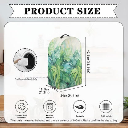 Green Palm Leaf Print Blender Dust Cover for Home Kitchen Small Appliance Decor, Anti Fingerprint Oil-proof Dust Protection Stand Mixer Cover Juicer Cover 9.4 x 7.2 x 15.9 inch