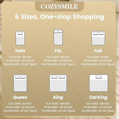 Lightweight Soft King Sheet Set - Luxury 4 Piece Breathable Cooling Sheets for King Size Bed, 16" Deep Pocket Easy Care Wrinkle Free Bedding Sheet and Pillowcase Set, Beige