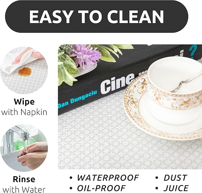 RAY STAR 12X120 Inch Shelf Liner for Kitchen Cabinets, Non-Adhesive Cabinet Liner Washable, PVC Drawer Liner for Dresser Non-Slip Bathroom (White Circle)(1 Roll)