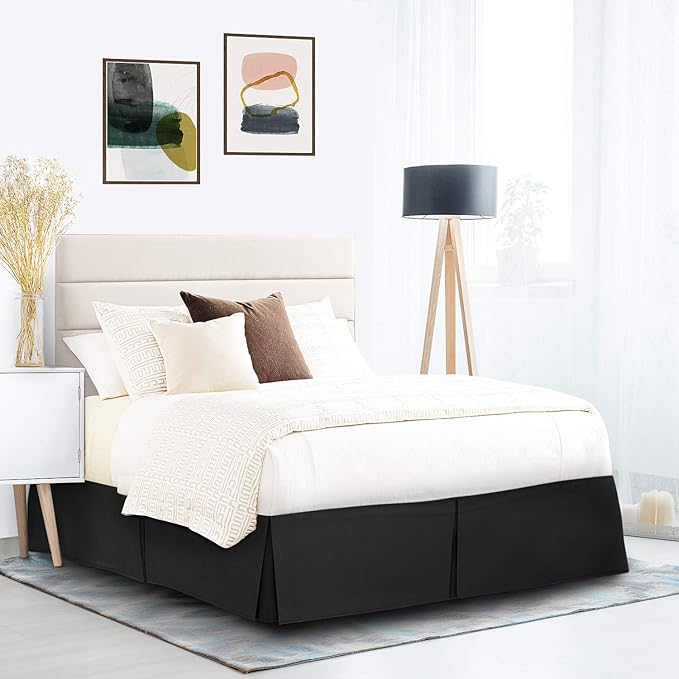 Nestl Black Twin Bed Skirt - Twin Size Bed Skirt 14 Inch Drop - Brushed Microfiber Bed Skirts - Hotel Quality Pleated Bed Skirt - Shrinkage & Fade Resistant