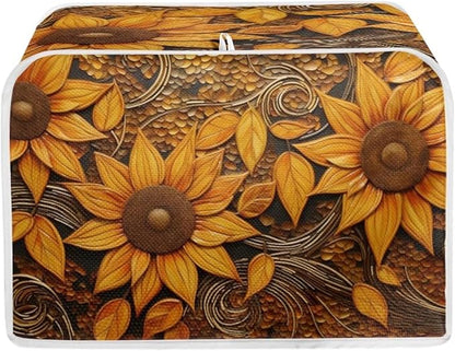 Vintage Sunflowers Printed Toaster Cover, Universal 4 Slice Oven Cover Appliance Cover Toaster, Dustproof Protector Broiler Organizer Bag, Small Kitchen Appliance, BAX-P58-7-AA6-10