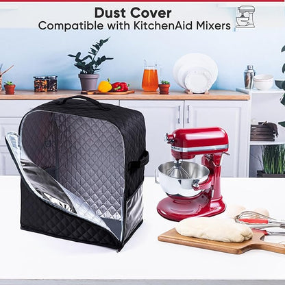 BAGSPRITE Stand Mixer Cover with Appliance Sliders Base Compatible with KitchenAid Mixer-Storage Bag for 4.5/5 Quart with Pockets for Kitchen Aid Accessories and Attachments