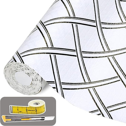 Drawer and Shelf Liner for Kitchen Cabinet: 17 in X 20 Ft Non Slip Waterproof Shelf Paper Non Adhesive Refrigerator Liners Black and White Squares Easy Liners for Bathroom