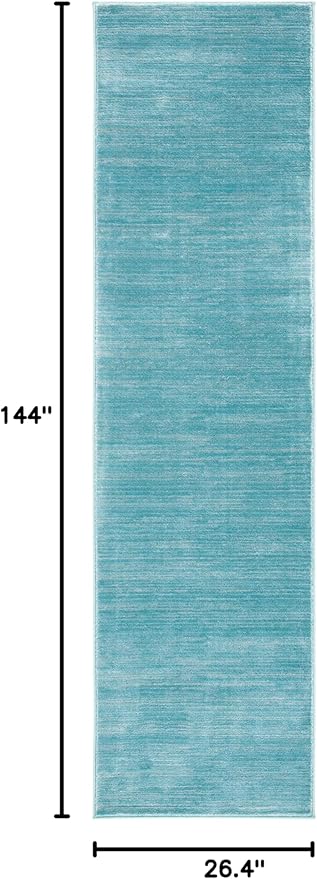 SAFAVIEH Vision Collection Runner Rug - 2'2" x 12', Aqua, Modern Ombre Design, Non-Shedding & Easy to Clean, Ideal for Foyer, Hallway, Bedroom (VSN606B)