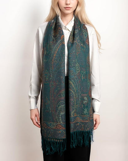 Achillea Big Paisley Pashmina Shawl Wrap for Women – Elegant Scarf for Weddings, Evening Dresses, Festivals & Daily Wear