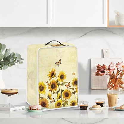 Mumeson Sunflower Coffee Maker Dust Cover for Home Kitchen Decor, Modern Stand Mixer Cover with Coffee Beans Design