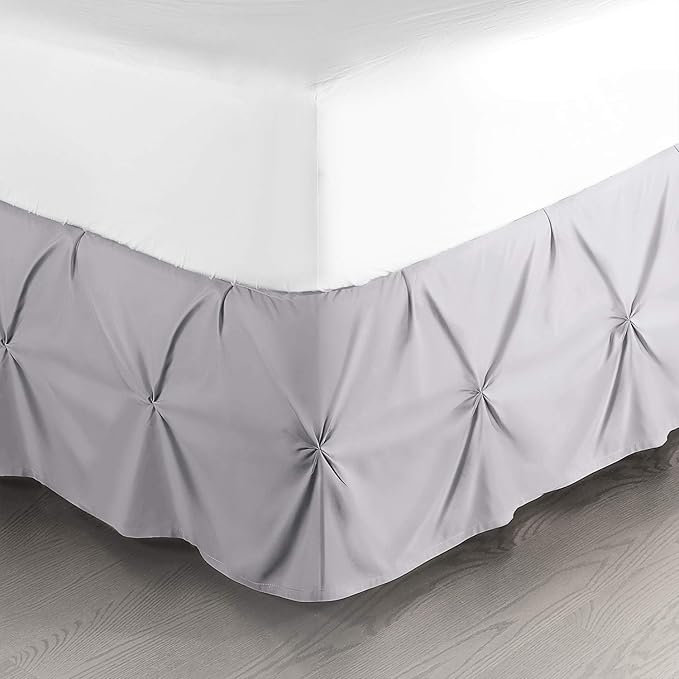 Nestl Grey Lavender Bed Skirt Twin Size, Pinch Pleat Twin Bed Skirt, 14" Inch Drop Twin Bedskirt, Hotel Quality Grey Lavender Bed Skirts, Premium Microfiber Grey Lavender Twin Bed Skirt