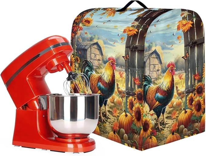 Stand Mixer Cover Rooster Sunflower Stand Mixer Dust Cover Kitchen Counter Food Processor Covers Dust Protection Stand Coffee Maker Home Kitchen Appliance Decor