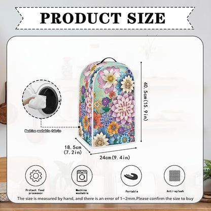 Boho Mandala Blender Cover for Kitchen Small Appliance Dust Cover Floral Food Processor Dustproof Cover with Handle Blender Protection Accessories