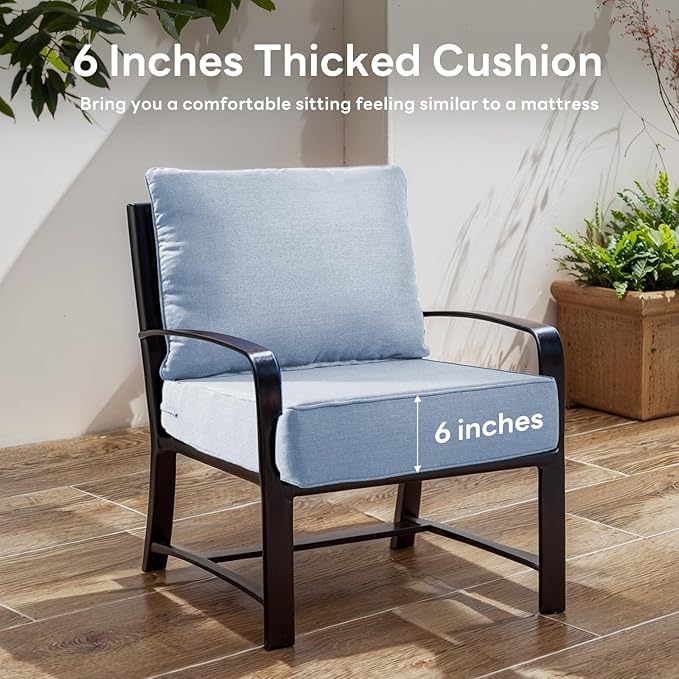 6" Thicker Outdoor Chair Cushion 9 Sets - 24" *24" *6" Waterproof Patio Furniture Cushions with Removable Cover, 28D High Density Sponge Filling Thicken Outdoor Patio Cushions - Baby Blue
