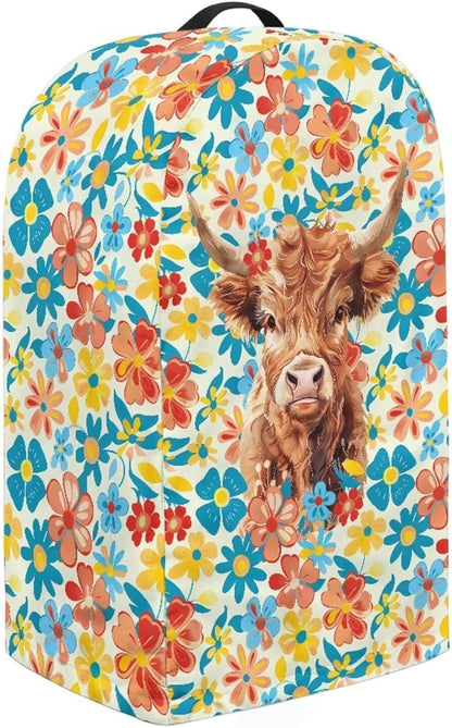 Kitchen Blender Dust Cover with Drawstring and Handle, Floral Highland Cow Print Dust Protection Easy to Clean Small Appliance Food Processor Coffee Maker Cover