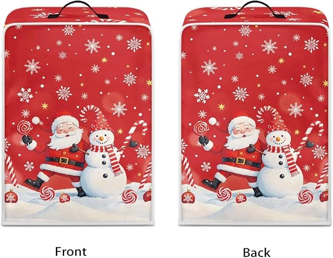 Cute Christmas Coffee Maker Cover with Handle, Santa Claus Snowman Foldable Coffee Machine Dust Cover Washable Kitchen Decor