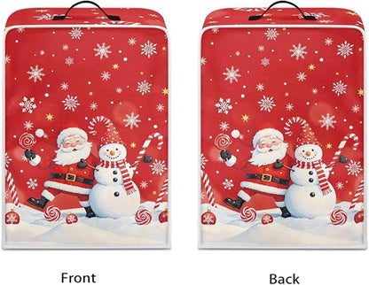 Cute Christmas Coffee Maker Cover with Handle, Santa Claus Snowman Foldable Coffee Machine Dust Cover Washable Kitchen Decor