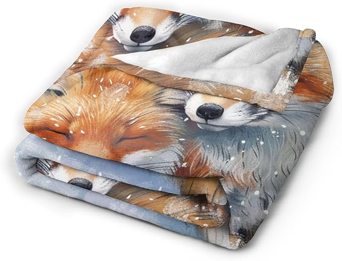 Fox Throw Blanket - Cute Animal Blanket for Girls, Women, Men & Boys - Soft, Warm, Cozy Fleece Blanket for Couch, Sofa, Bed - 50"x40"