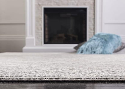 SAFAVIEH Area Rug 11x15 - Reflection Collection - Large - Light Grey & Cream, Non-Shedding & Easy Cleaning, Ideal for Living Room, Bedroom (RFT668G)